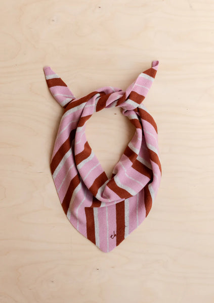 Merino Triangle Scarf - Pink and Rust Stripe