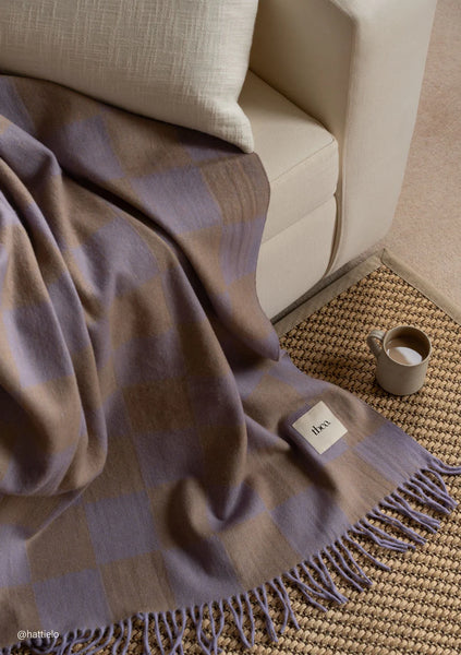 Recycled Wool Blanket in Lilac and Coffee