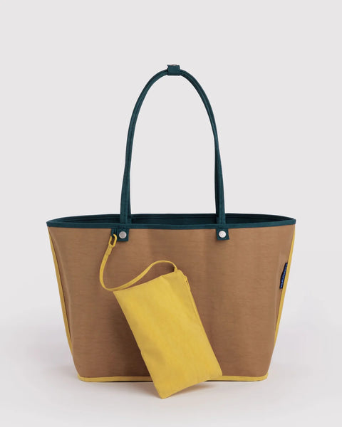 Large Nylon Reversible Tote - Sea/Tan