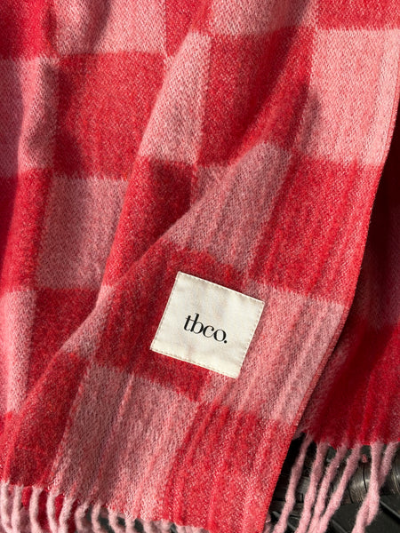 Recycled Wool Blanket in Pink and Red