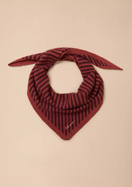 Merino Triangle Scarf - Berry Stripe