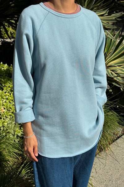 Pre-Order: French Terry Cotton Raglan Long Sleeve Tee - Dream Blue