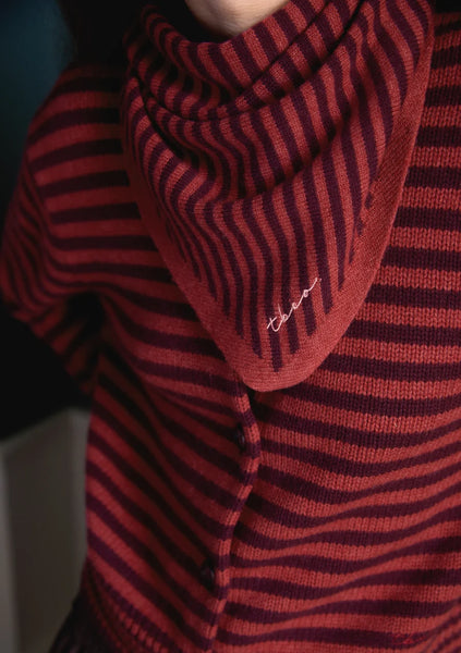 Merino Triangle Scarf - Berry Stripe