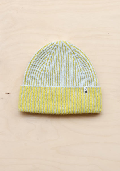 Cashmere Beanie Toque - Lime Two Tone