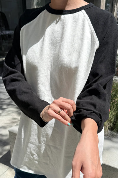Heavy Cotton Raglan Long Sleeve Tee - White/Black