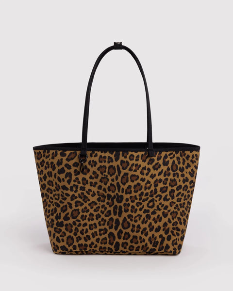 Large Nylon Reversible Tote - Leopard/Black