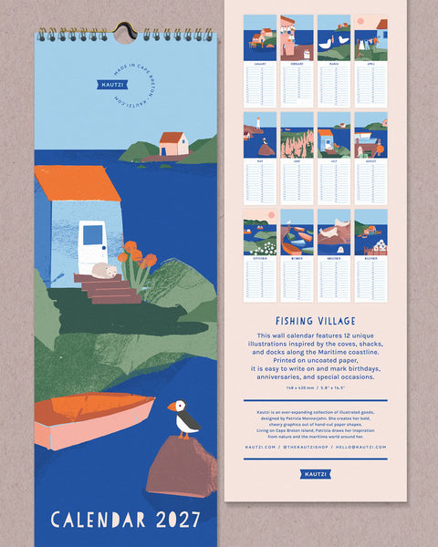 Kautzi 2027 Wall Calendar – Fishing Village