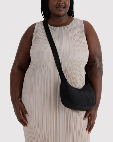 Small Nylon Crescent Bag - Black