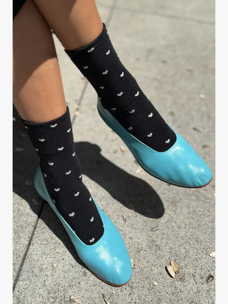 Heart Sneaker Socks - Black/White