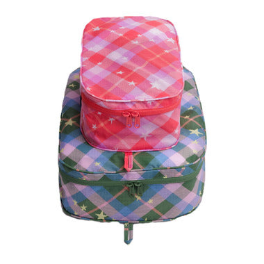 Packing Cube Set - Pink Star Plaid