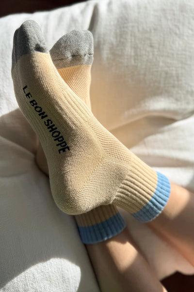 Colourblock Girlfriend Socks - Yellow Blue