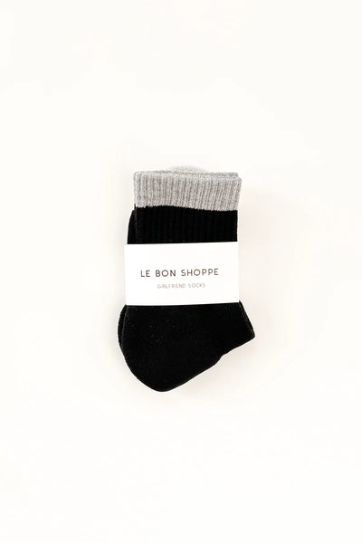 Colourblock Girlfriend Socks - Black Grey
