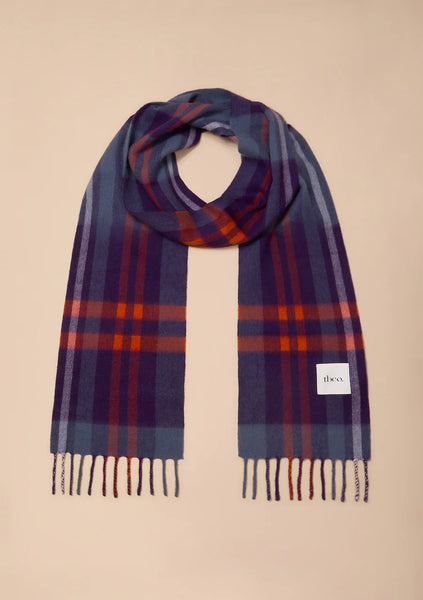 Lambswool Skinny Scarf in Modern Blue and Green Tartan