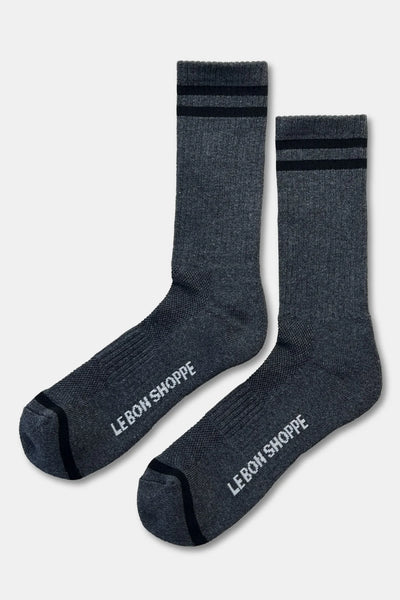 Extended Boyfriend Socks  - Charcoal
