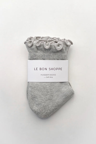 Ruffled Hugger Crew Socks - Vintage Grey/Red