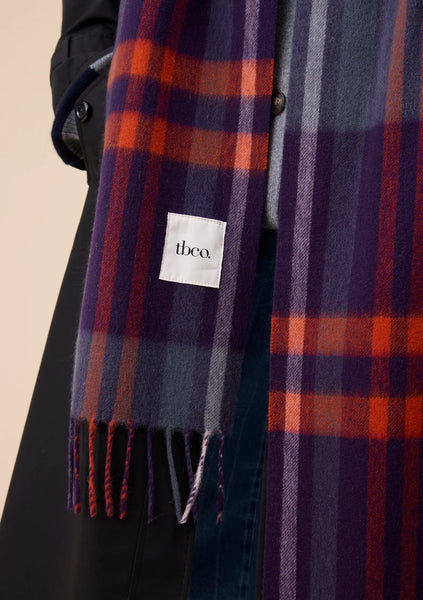 Lambswool Skinny Scarf in Modern Blue and Green Tartan
