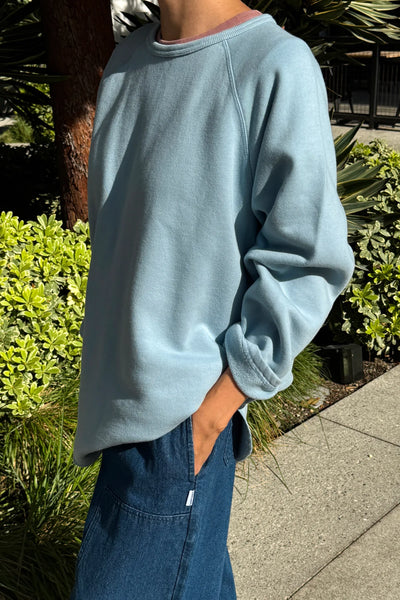 Pre-Order: French Terry Cotton Raglan Long Sleeve Tee - Dream Blue