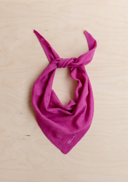 Merino Triangle Scarf — Magenta Pointelle