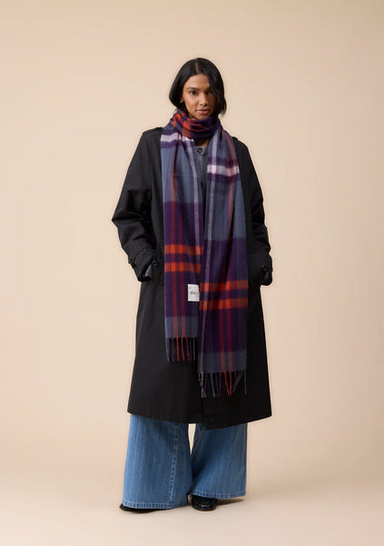 Lambswool Skinny Scarf in Modern Blue and Green Tartan
