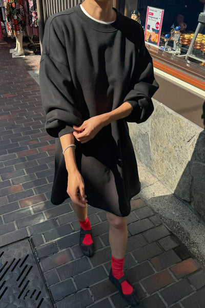 Pre- order: French Terry Swing Dress - Black