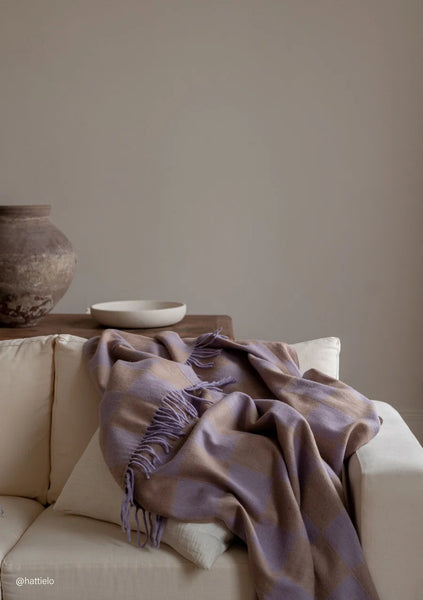Recycled Wool Blanket in Lilac and Coffee