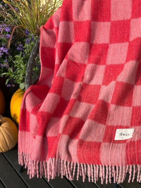 Recycled Wool Blanket in Pink and Red