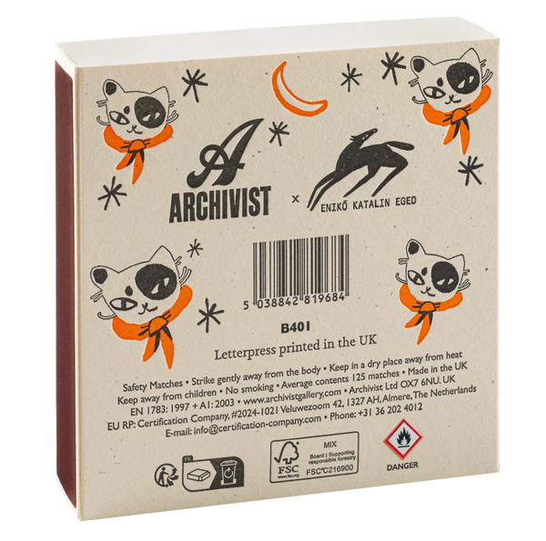 Black Spotted Kitten | Square Safety Matches