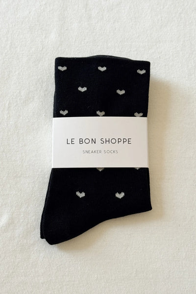 Heart Sneaker Socks - Black/White