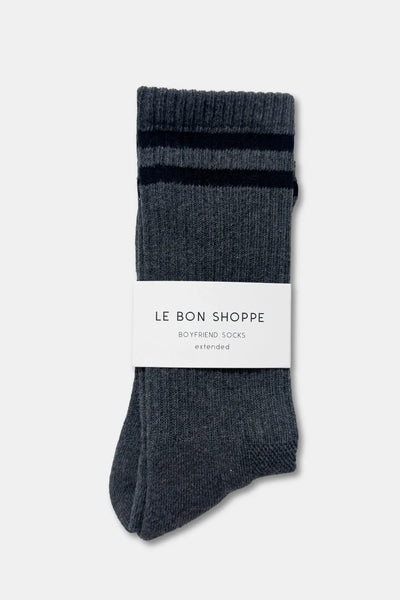 Extended Boyfriend Socks  - Charcoal