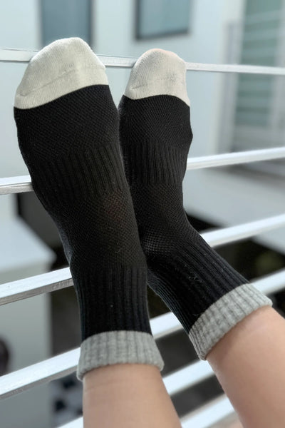 Colourblock Girlfriend Socks - Black Grey