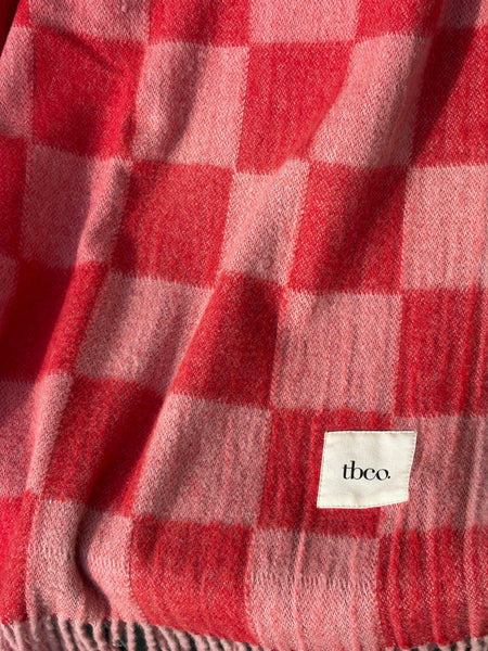 Recycled Wool Blanket in Pink and Red