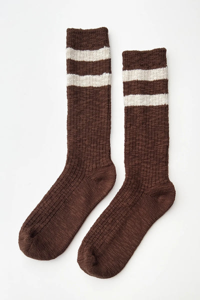 Cottage Varsity Socks - Bear Cream Stripe