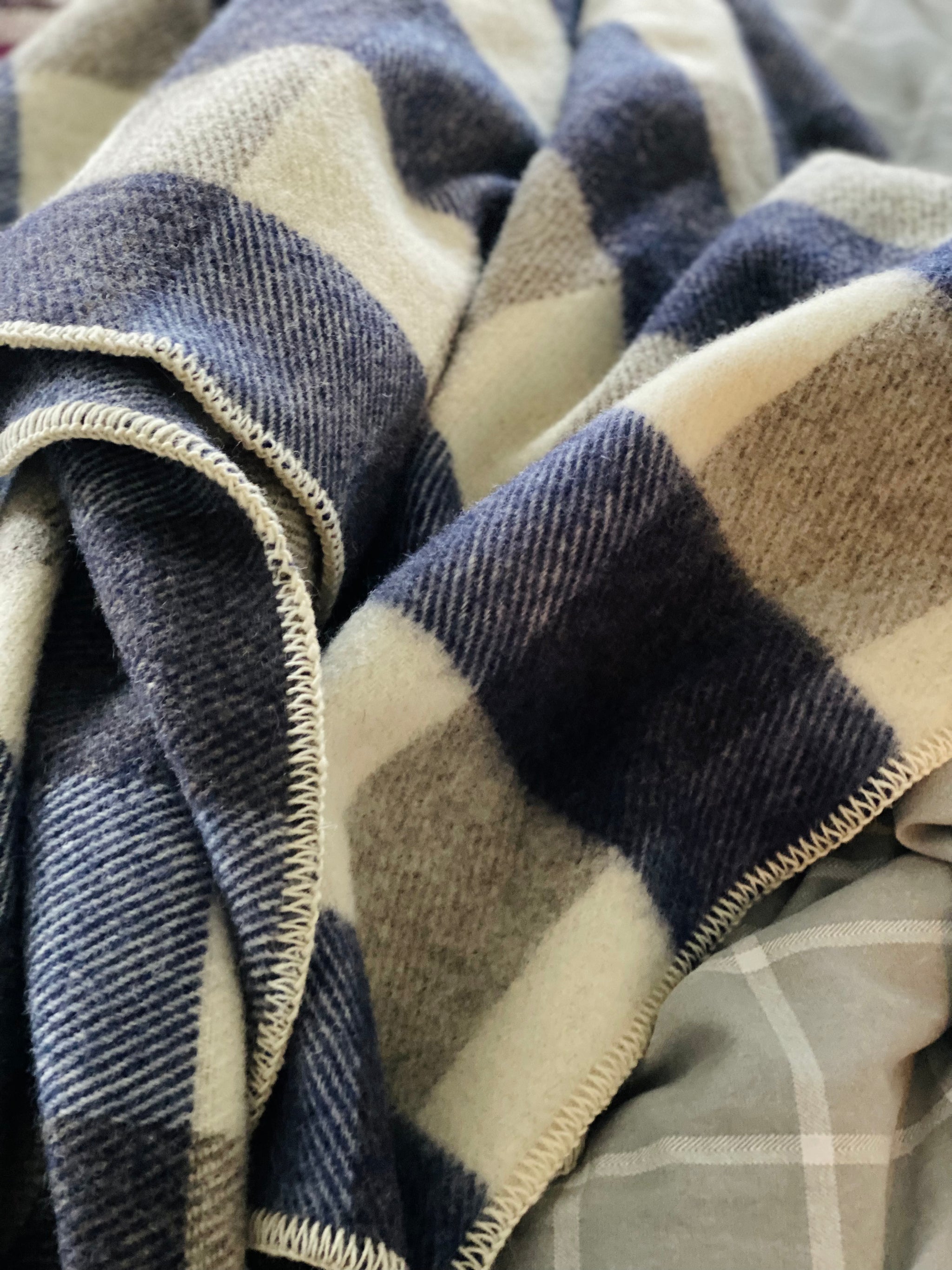 MacAusland s Throw Blanket Navy and Cream croft