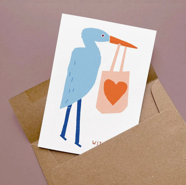 Greeting Card - With Love Heron