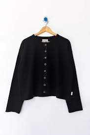 Soft Jersey Snap Cardigan - Black