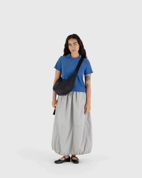 Medium Nylon Crescent Bag - Coffee
