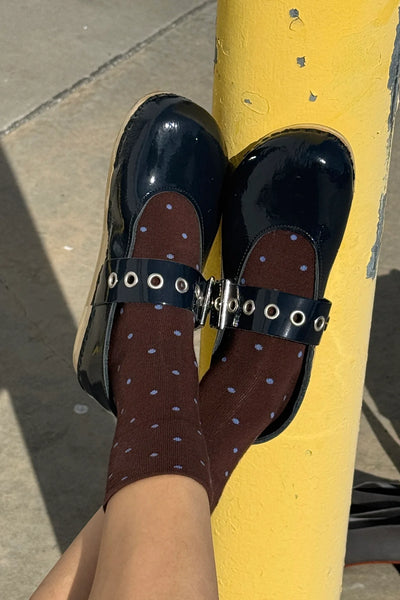Sneaker Socks - Polka Dot- Brown and Blue