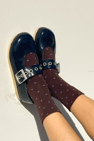 Sneaker Socks - Polka Dot- Brown and Blue