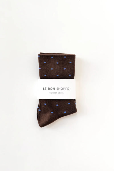 Sneaker Socks - Polka Dot- Brown and Blue