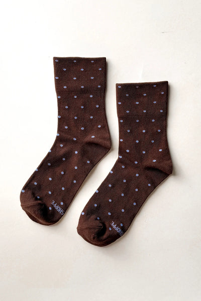 Sneaker Socks - Polka Dot- Brown and Blue