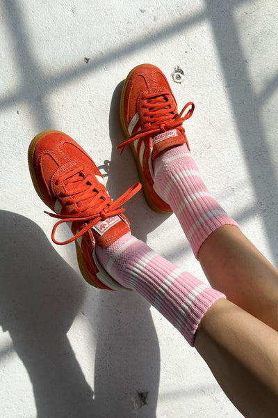 Striped Boyfriend Socks -  Pink