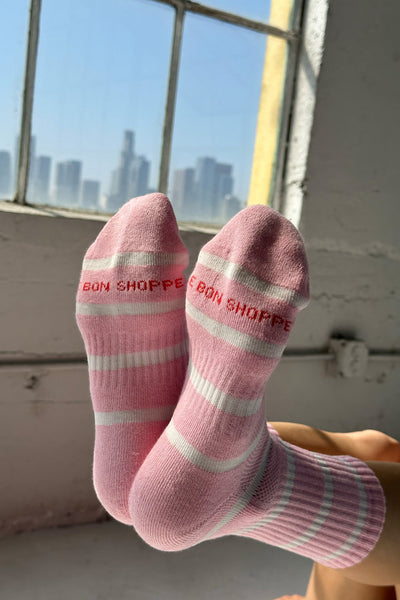 Striped Boyfriend Socks -  Pink