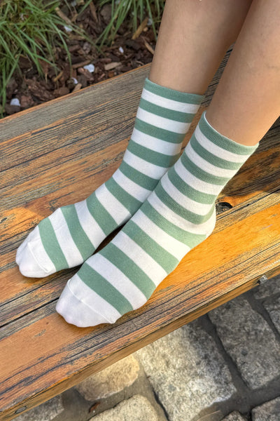 WIDE WALLY SOCKS - WIDE / MATCHA STRIPE