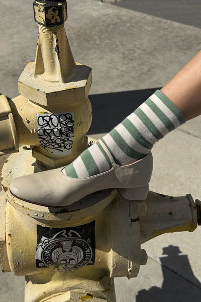 WIDE WALLY SOCKS - WIDE / MATCHA STRIPE