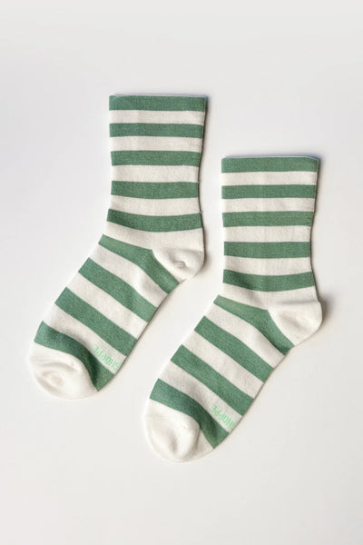 WIDE WALLY SOCKS - WIDE / MATCHA STRIPE