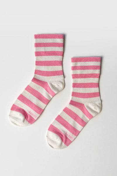 WIDE WALLY SOCKS - WIDE / Rose STRIPE