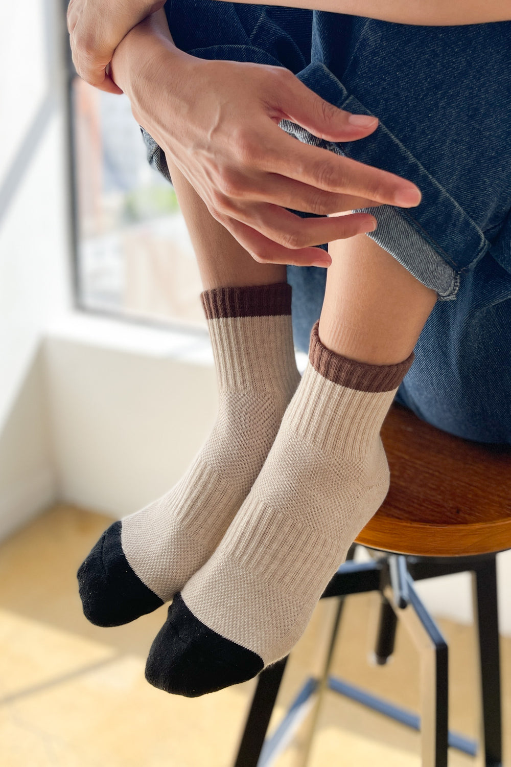 Colourblock Girlfriend Socks - Black Coffee