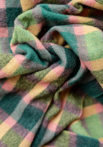 Lambswool Scarf in Lime Multi Check