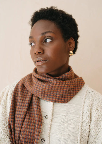 Lambswool Scarf in Coffee Check