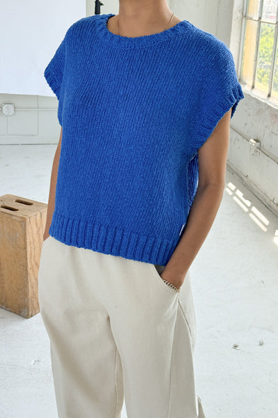 Pierre Cotton Sweater Top -  Blue